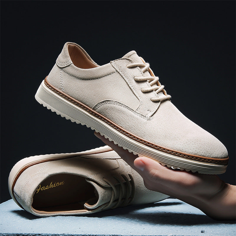 All-match Male Apricot Small Leather Casual Shoes