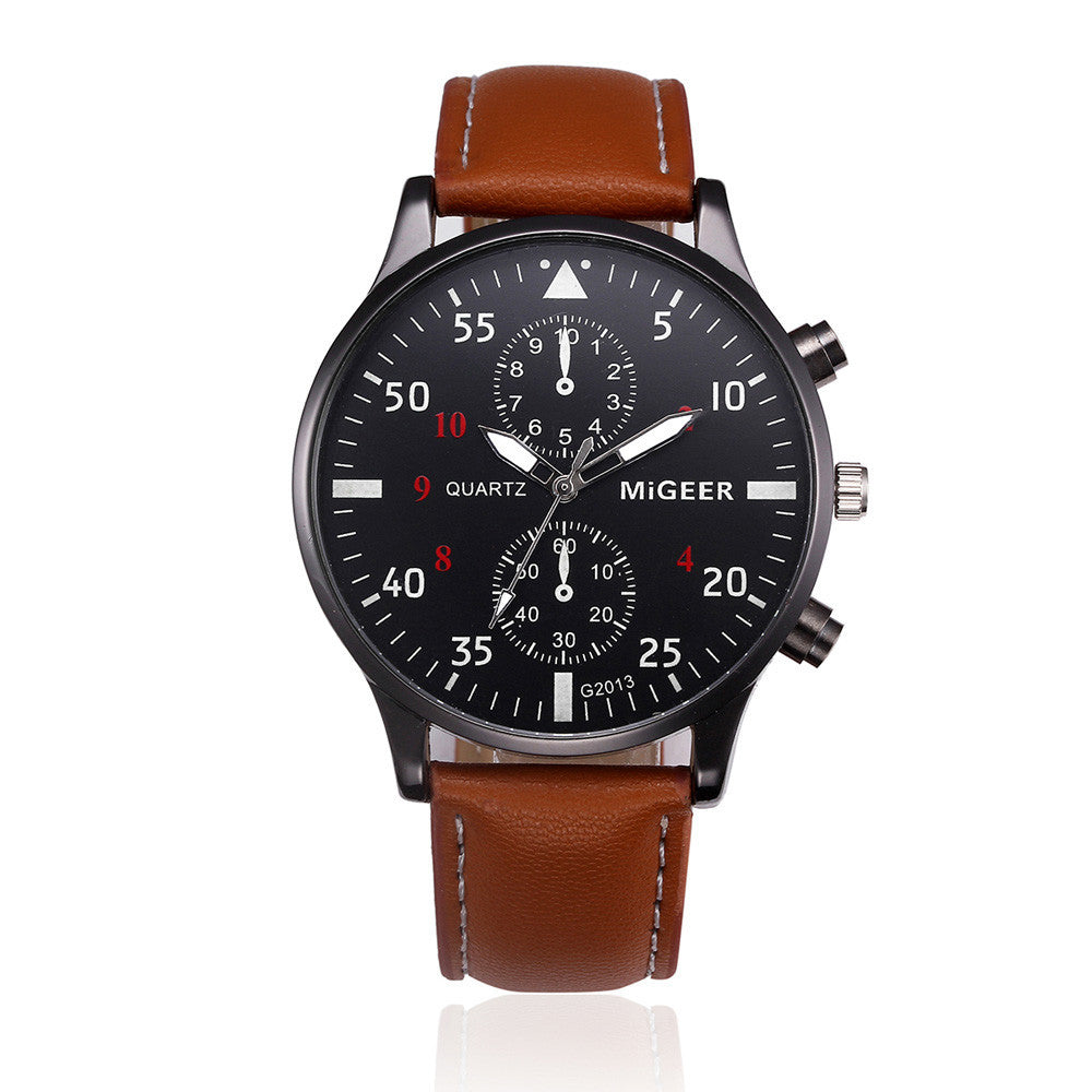 Retro Design Leather Band Watch Men
