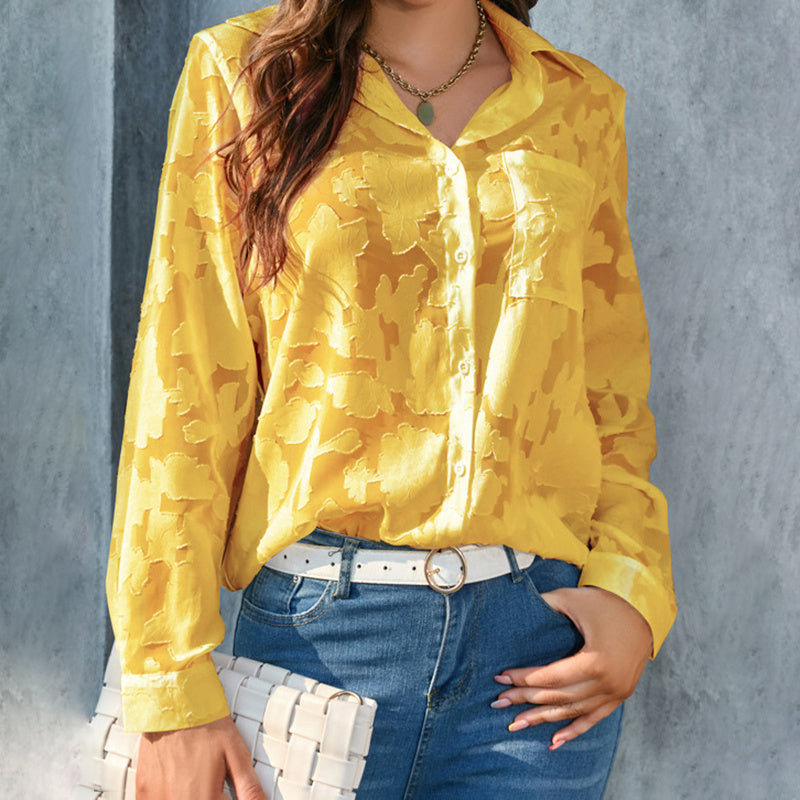 Women's Casual Sheer Button Down Blouses