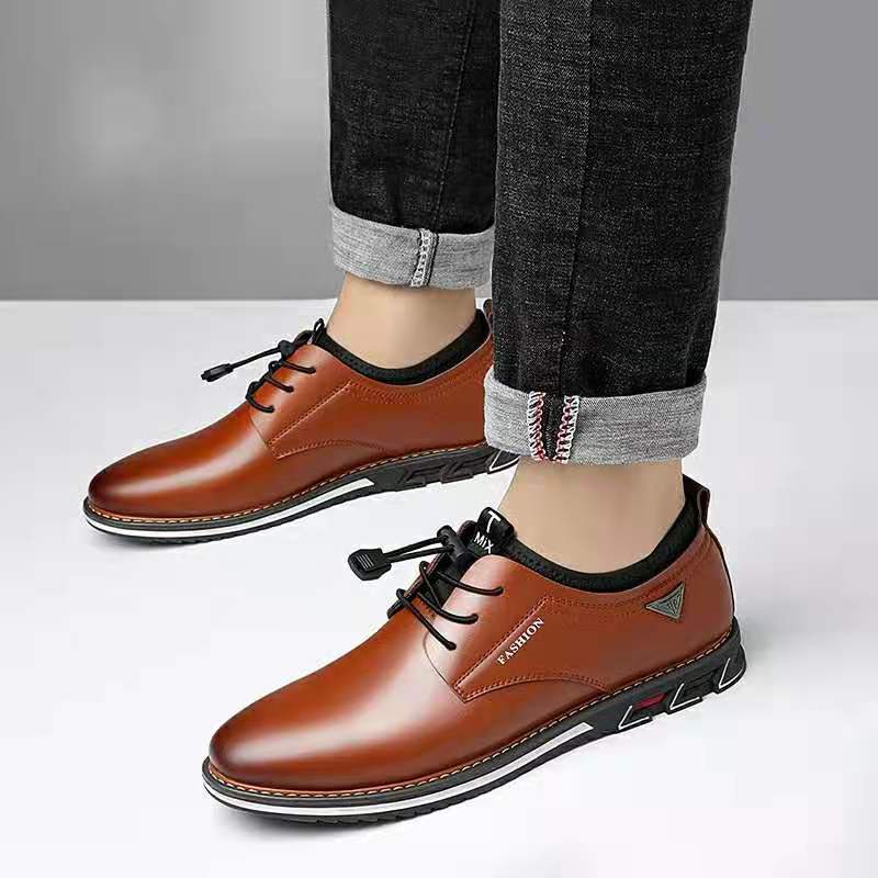 Leather round toe trend shoes men