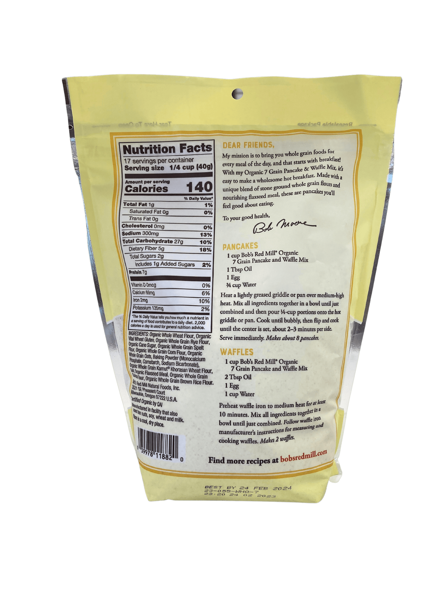 Pancake & Waffle Mix, Multi-Grain, Organic, Bob's Red Mill