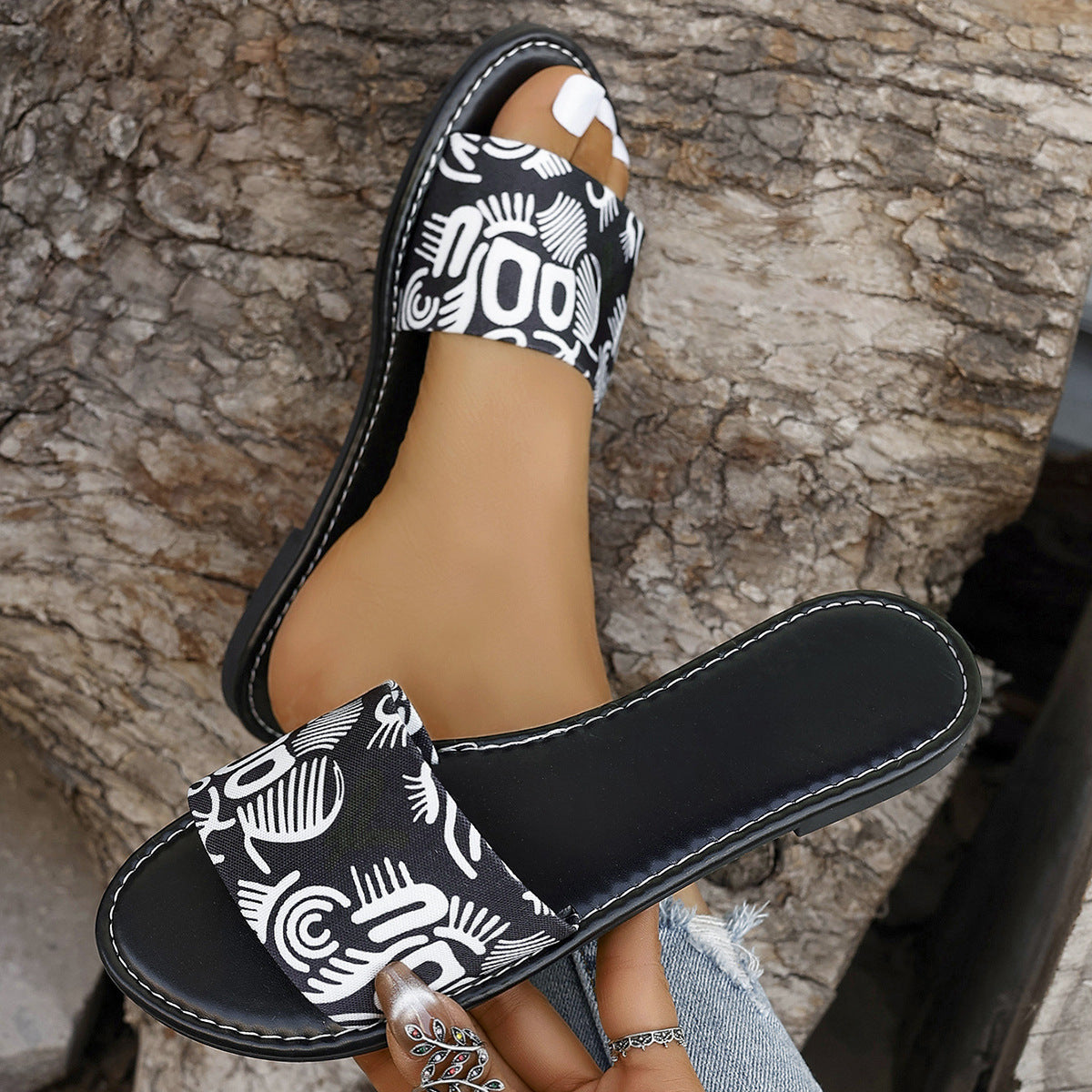 Fashion Graffiti Print Sandals For Women