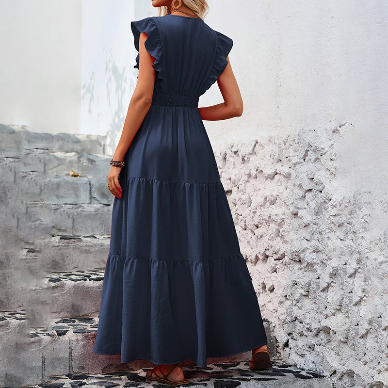 Women's Elegant V-Neck Maxi Dress