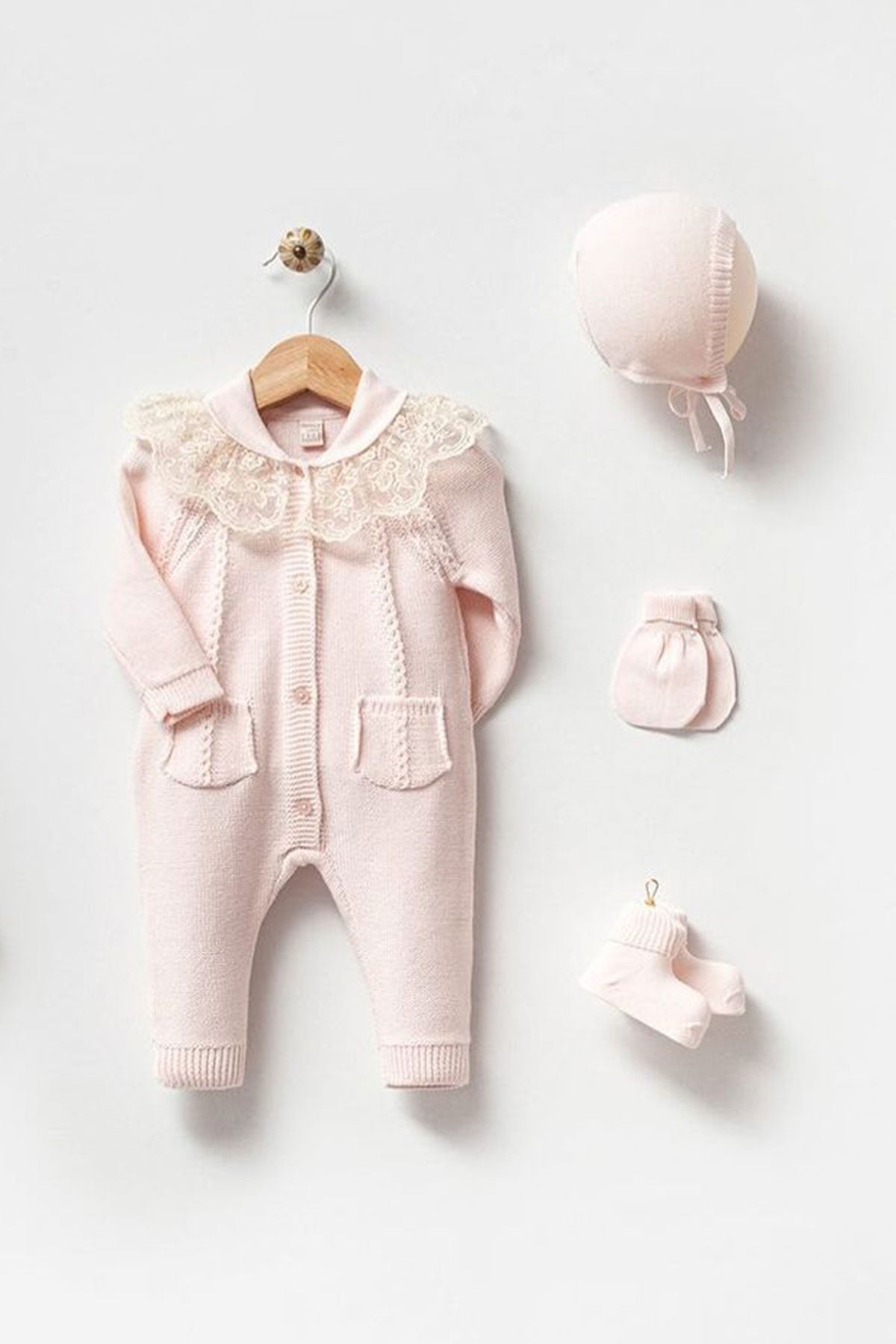Adrian Pink Knit Newborn Coming Home Set (5 pcs)