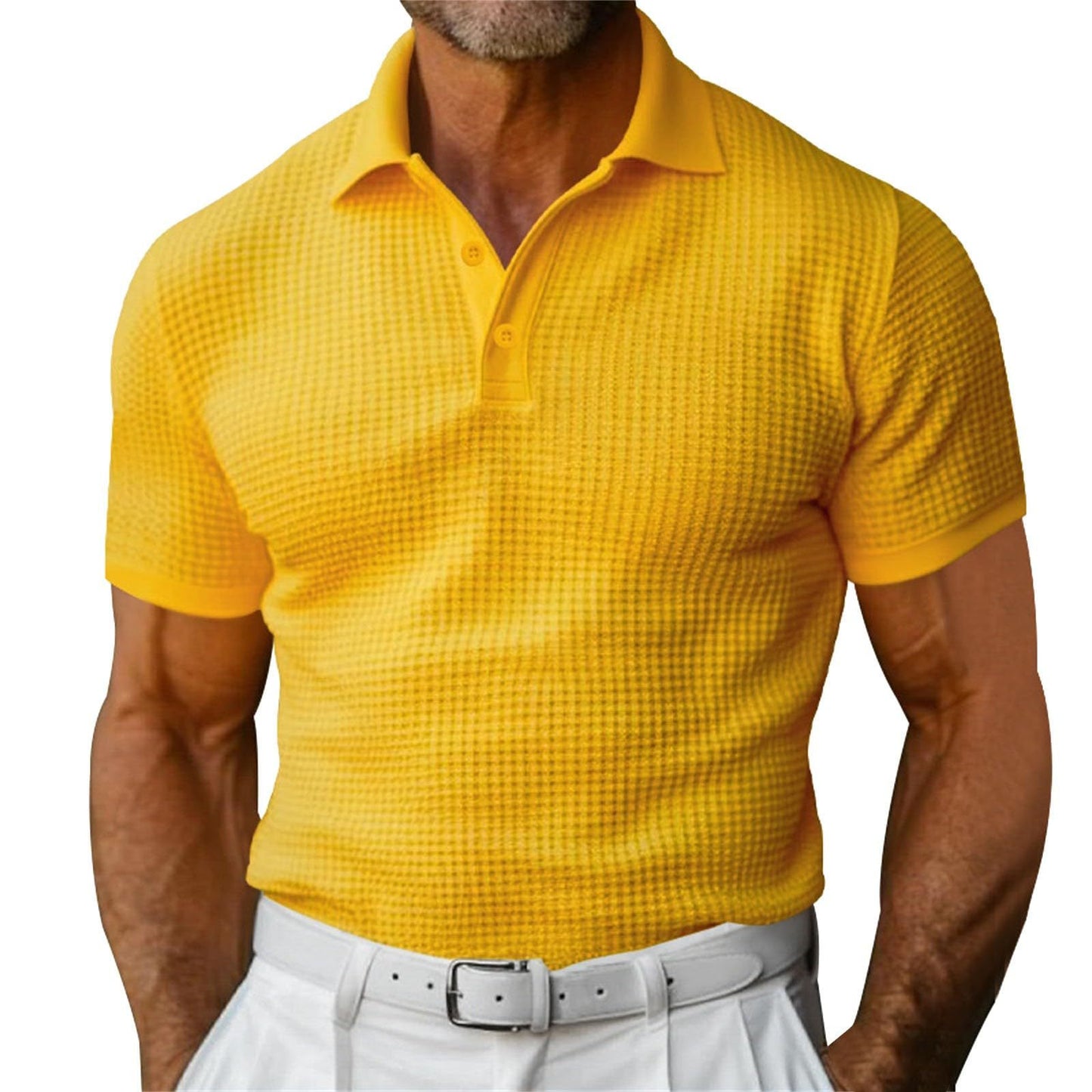 Waffle Short Sleeve Polo Shirt