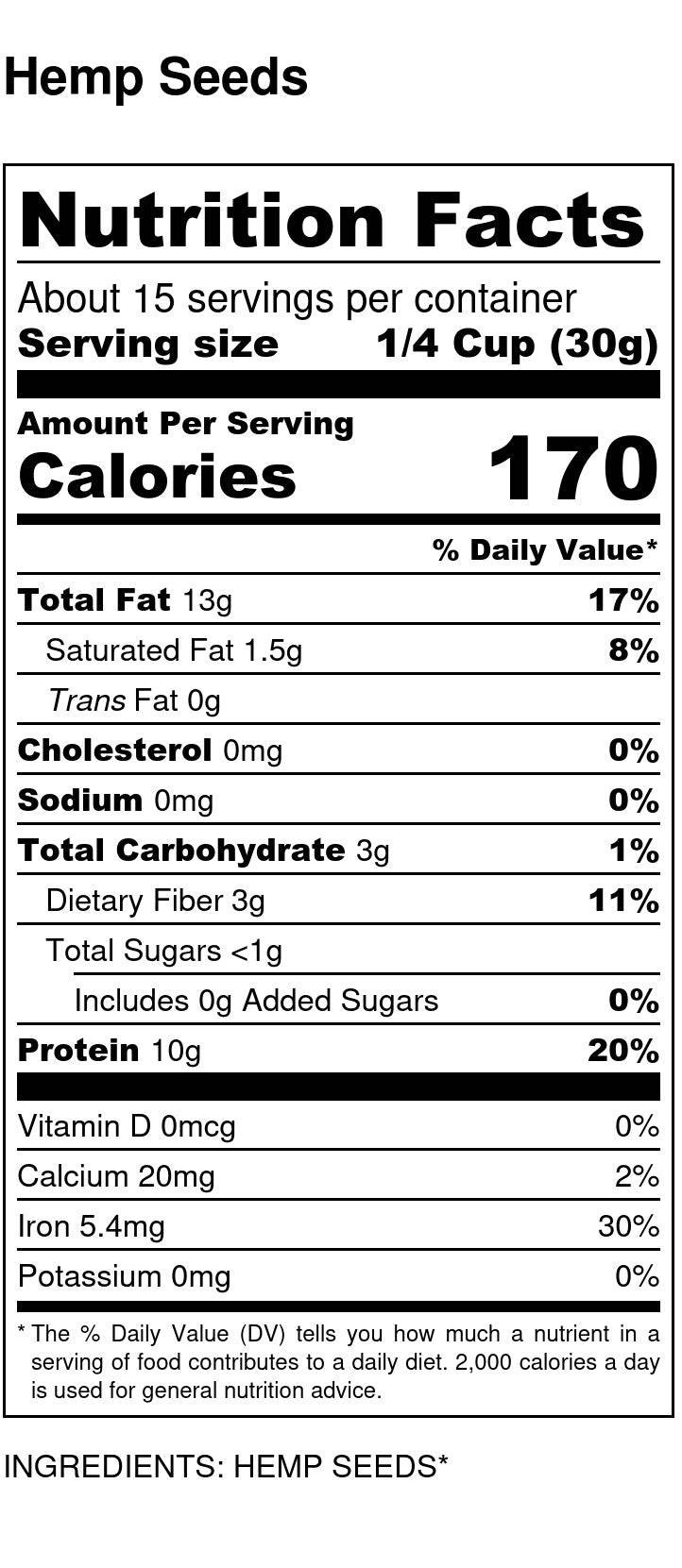 Hemp Seeds, Hulled, Organic