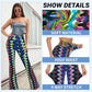 Flared Pants - Cropped High-waisted Printed Ethnic Style 2-piece