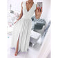 V-neck Front Split Long Dress