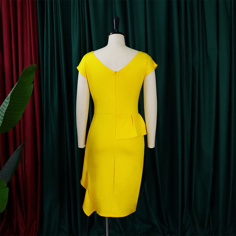 Women's Elegant Ruffle Sleeveless Bodycon Dress