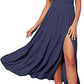 Fashion Women's One-shoulder Pleated Layered Hem Split Dress