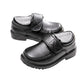 Boys Black Student Velcro British Leather Shoes