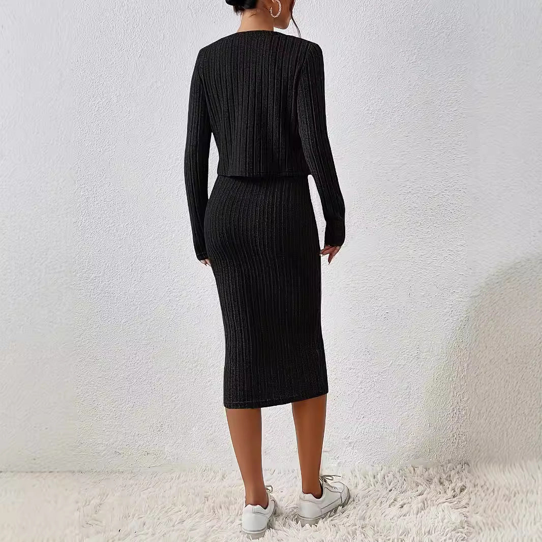 Front Button Cropped Top Slim Fit Dress