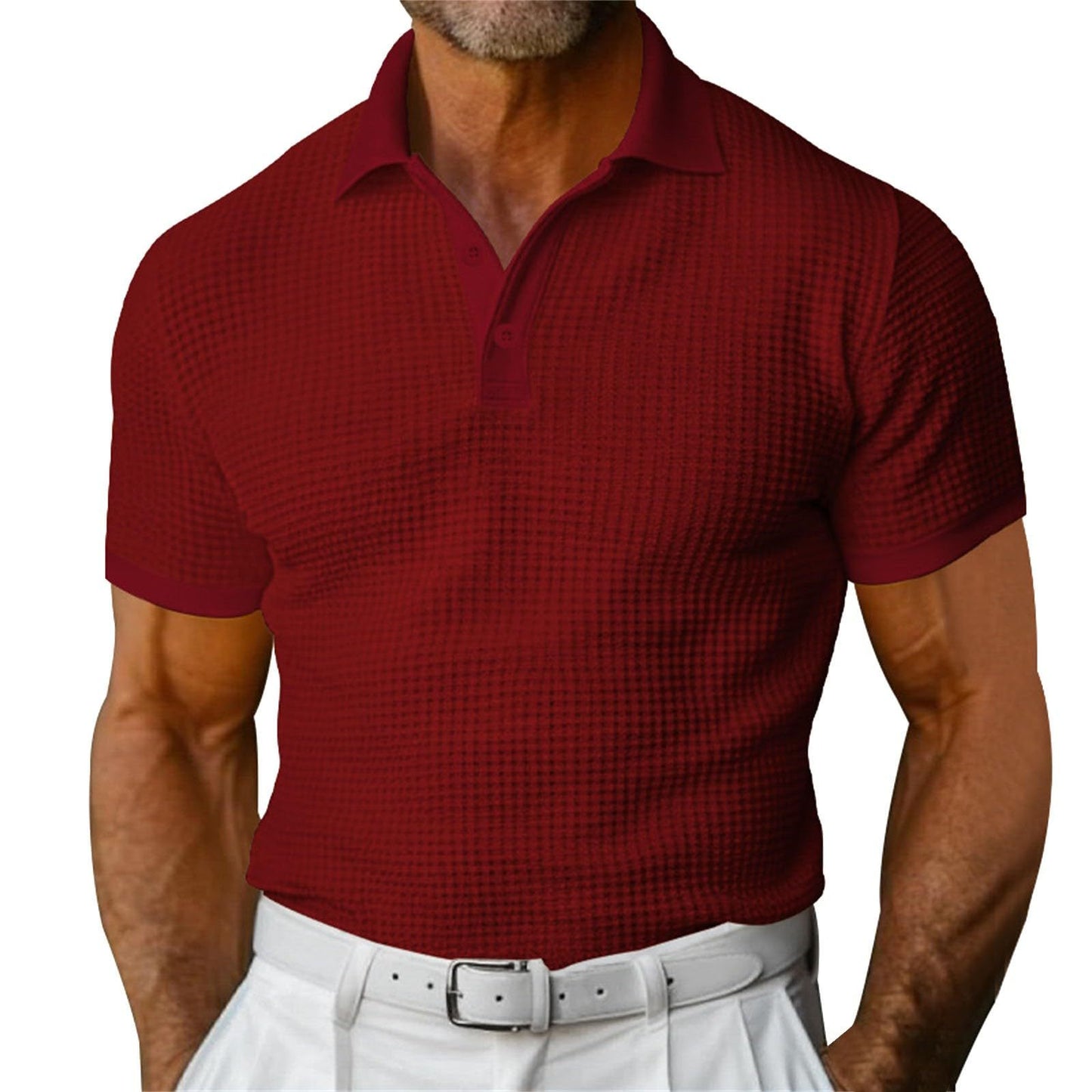 Waffle Short Sleeve Polo Shirt
