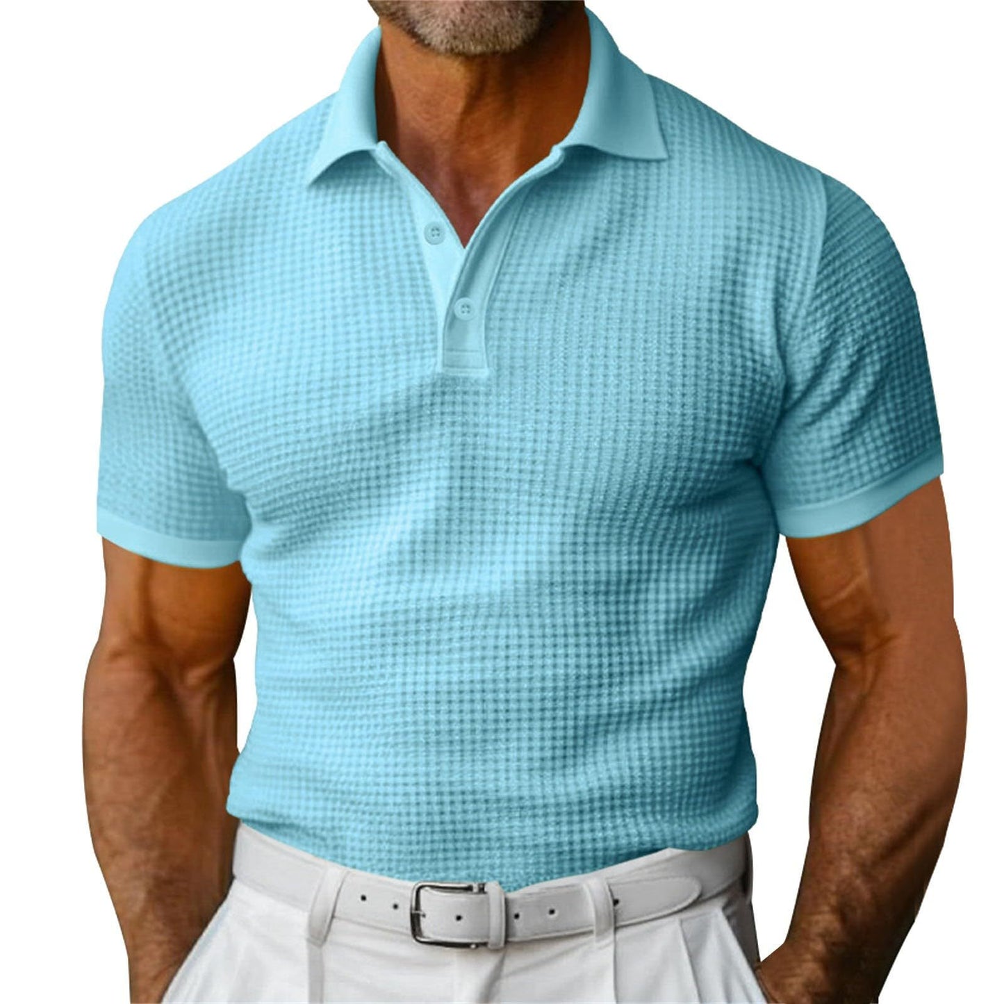 Waffle Short Sleeve Polo Shirt