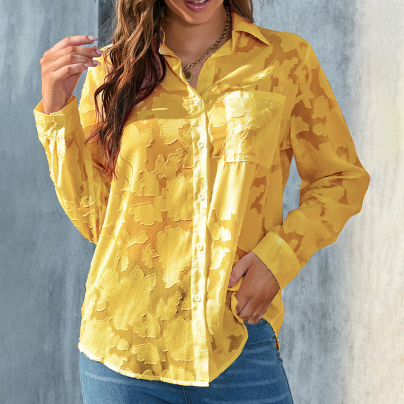 Women's Casual Sheer Button Down Blouses