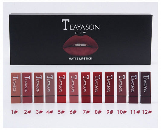set of 12-color square tube lipstick