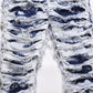 Washed Blue Ripped Zipper Distressed Beggar Pants