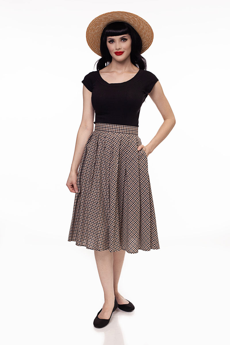 Retro Boat Neck Top in Black