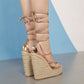 Roman sandal wedge with high heel strappy shoes