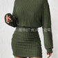 Long Sleeve High Neck Ribbing Woolen Knit Suit