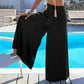Long Pants High Waist Wide Leg Stretchy Loose Fit Casual Trousers