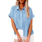 Summer Lapel Short Sleeve Shirt With Pockets