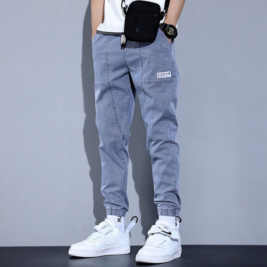 Tight Waist And Ankle Strap For Versatile Trend Jeans