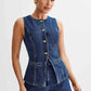 Denim Fashion Casual Sleeveless Women's Suit