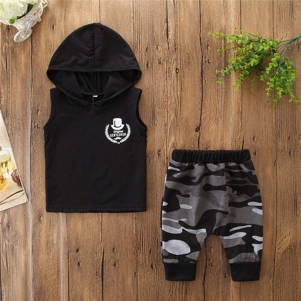 2PCS Toddler  Sleeveless Hooded T-shirt
