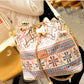 Korean Style Drawstring Handbag Handbag Shoulder Pearl Chain Bucket Bag