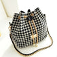 Korean Style Drawstring Handbag Handbag Shoulder Pearl Chain Bucket Bag