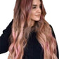 Brown Pink Big Wave Long Curly Hair