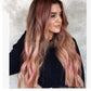 Brown Pink Big Wave Long Curly Hair