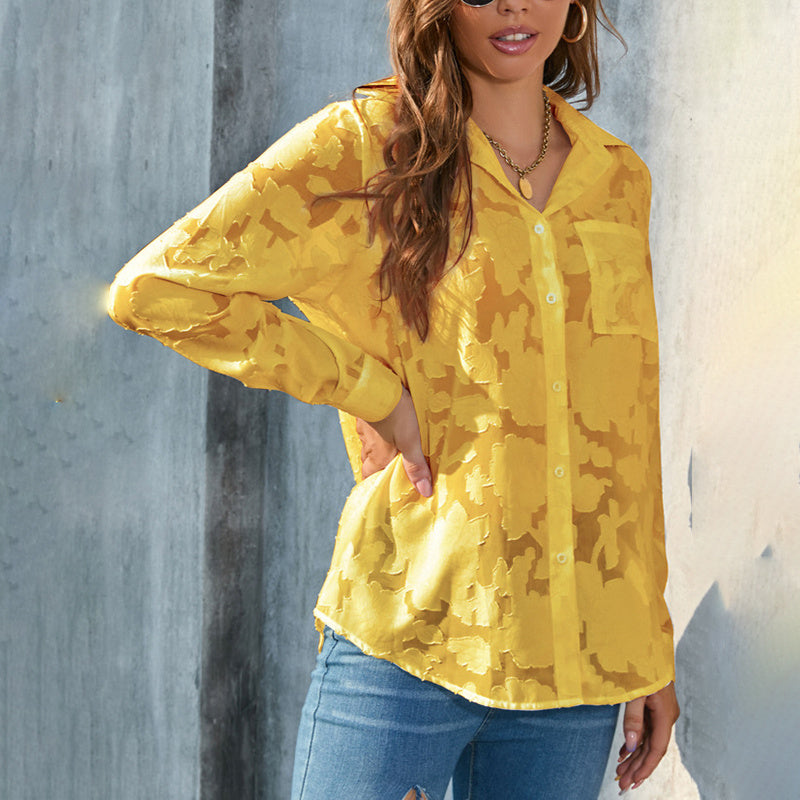 Women's Casual Sheer Button Down Blouses