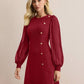 Women's Round Neck Clinch Slim Long Sleeve Solid Color Dress