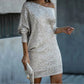 Fashion Oblique Shoulder Sequins Dress