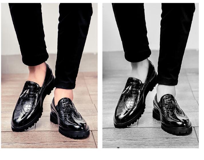 Bullock carved men's thick bottom tassel shoes