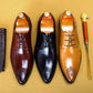 Men's Breathable Leather Pointed Carved Business Formal Shoes
