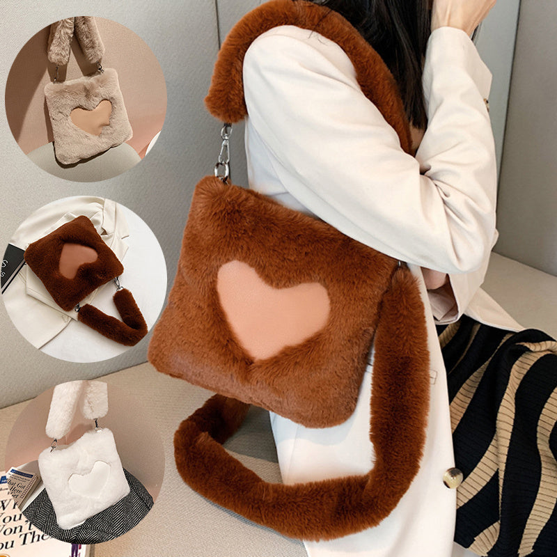 Love Winter Plush Shoulder Bags For Women