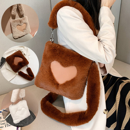 Love Winter Plush Shoulder Bags For Women