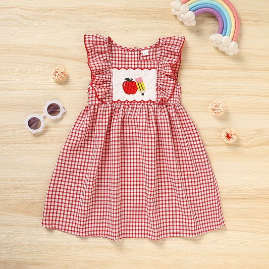 Toddler Girls' Back To School Flying Sleeves Casual Dress