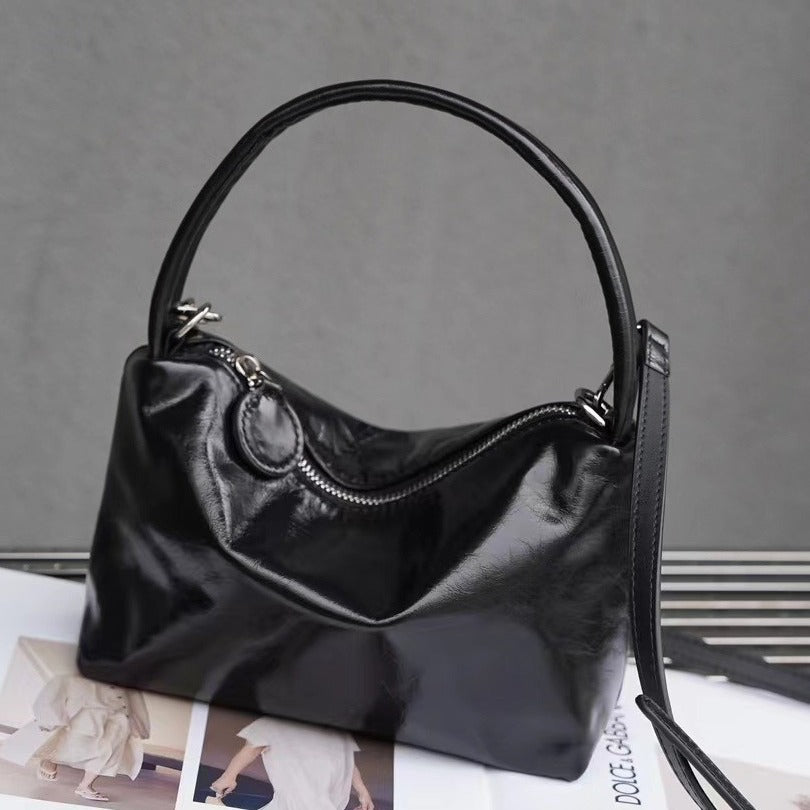 Vintage Patent Leather Glossy Shoulder Underarm Bag