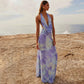 2pcs Tie Dye Printing Deep V-neck Suits For Beach Party