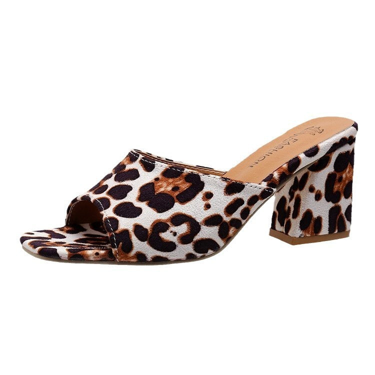 Leopard Square Toe Sandals