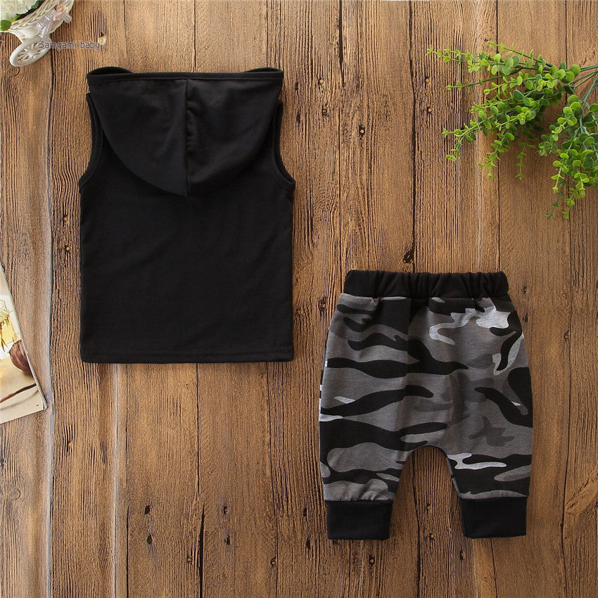 2PCS Toddler  Sleeveless Hooded T-shirt