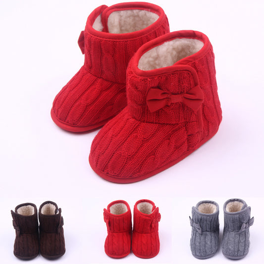 Wool Knitted Winter new bow shoes