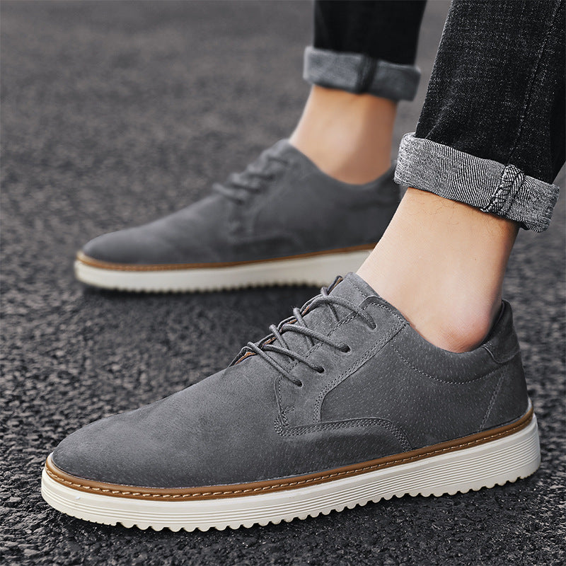 All-match Male Apricot Small Leather Casual Shoes