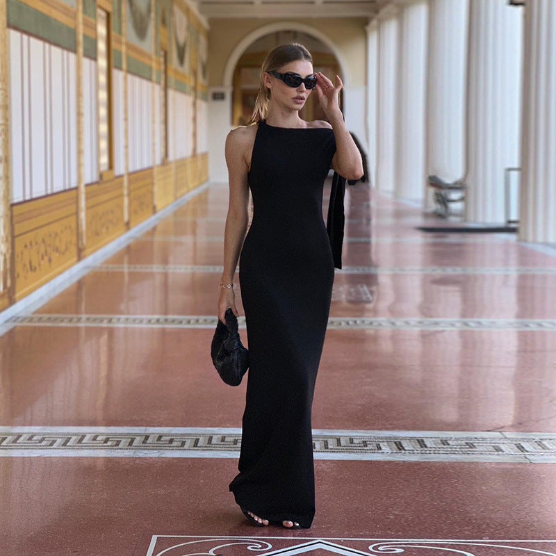 One-shoulder Ribbon Long Dress