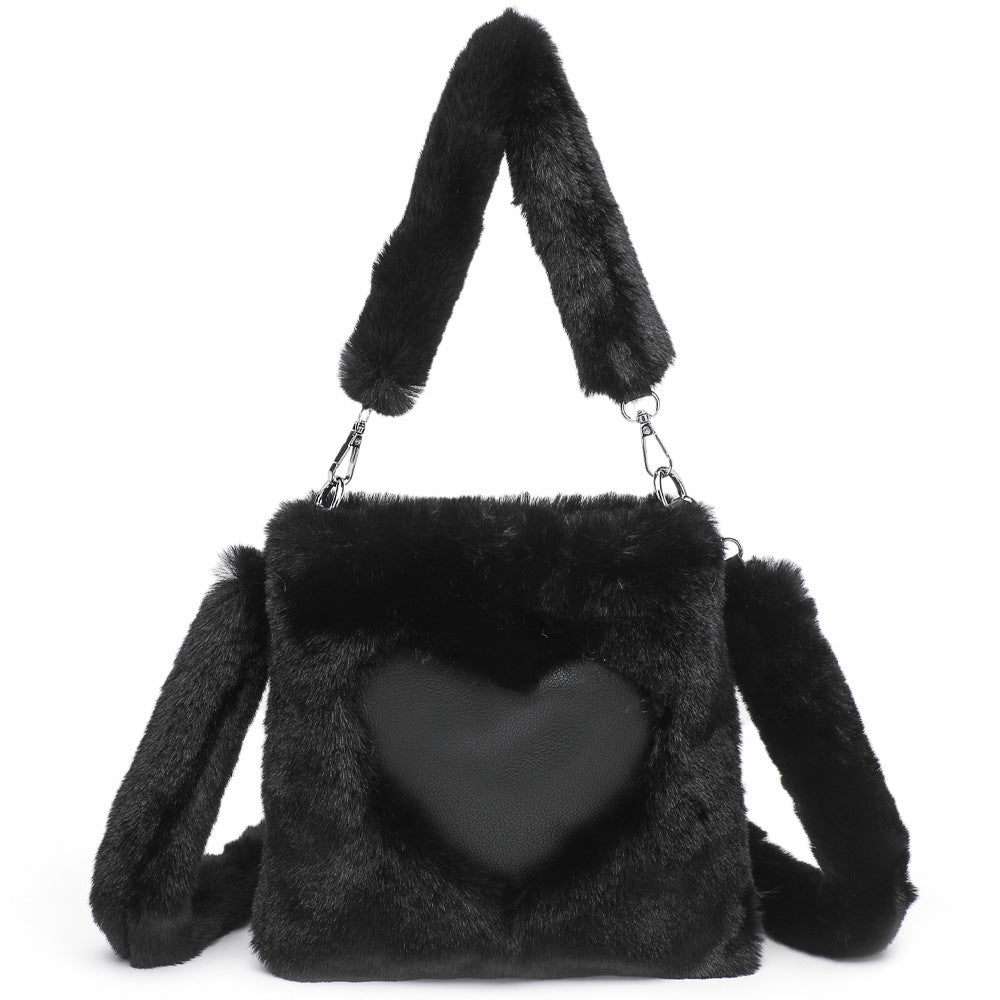 Women Fluffy Shoulder Bag With Top handle