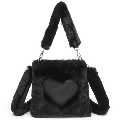 Women Fluffy Shoulder Bag With Top handle